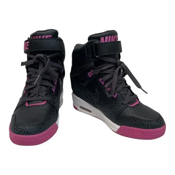 Nike Air Women's Black Pink Revolution Sky High Sneaker Wedge Sizes 7 & 8 - Picture 7 of 8